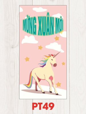 Thiết kế lì xì đơn giản Kỳ lân Unicorn Mừng Xuân Mới - Mã PT49 - INKTS2505
