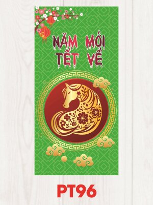Thiết kế lì xì màu xanh lá cây Xuân Bính Ngọ Năm Mới Tết Về - Mã PT96 - INKTS2552