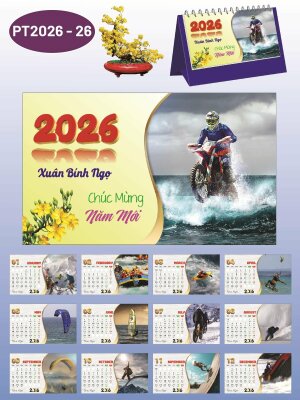 Thiết kế lịch để bàn online chủ đề Thể Thao Mạo Hiểm - Mã PT2026-26 - INKTS2330