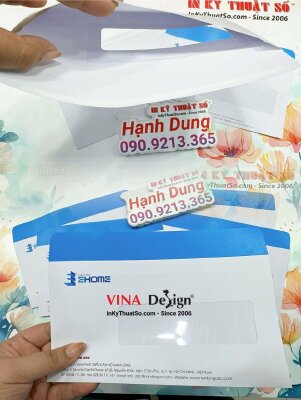 In phong bì 12x22 cm, phong bì có cửa sổ kiếng, keo nắp, in phong bì công ty bất động sản - INKTS627