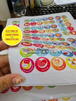 In set A4 tem nhãn tròn Decal sữa dán quà tặng học sinh - INKTS3624
