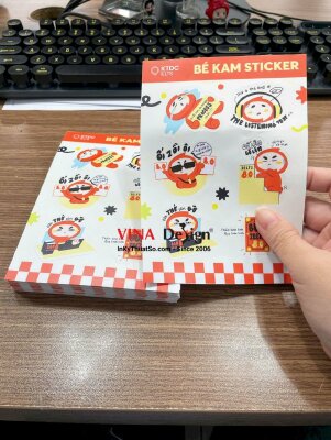 In set sticker cắt thành phẩm khổ A6, in decal sữa mực dầu, cán màng mờ - INKTS3606