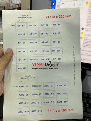 In tem decal bạc kích thước 1.8cm x 3cm, in tem bạc giá rẻ - INKTS911