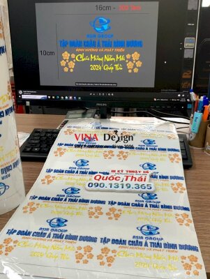 In tem nhãn logo công ty chúc mừng năm mới, tem nổi UV DTF in UV - INKTS1090