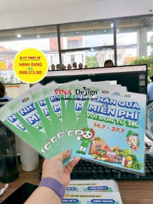In tờ rơi ép plastic khổ A4 chống nước thông tin quảng cáo ứng dụng siêu thị online - INKTS3645