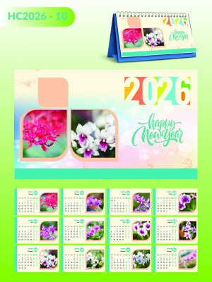 Báo giá in lịch Tết để bàn chữ A thiết kế chủ đề Hoa Lan Hồ Điệp - Mã HC2026-10 - INKTS2283