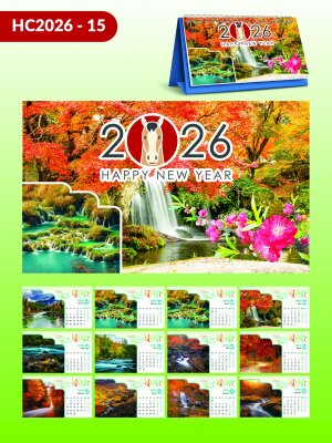 Công ty in ấn lịch Tết chữ A thiết kế chủ đề Thác Nước Mùa Thu - Mã HC2026-15 - INKTS2288