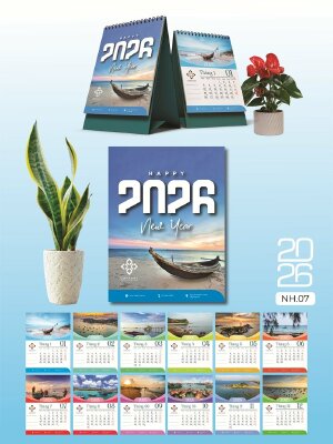 Công ty in lịch Tết để bàn chữ A thiết kế chủ đề Thuyền Ra Khơi - Mã NH07 - INKTS2668