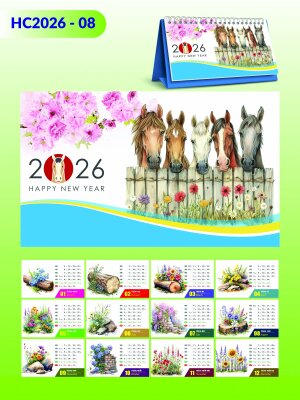 Công ty in lịch Tết giá rẻ thiết kế năm Bính Ngọ chủ đề Sức Sống Muôn Hoa - Mã HC2026-08 - INKTS2281