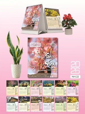 Đặt lịch để bàn theo yêu cầu thiết kế chủ đề Mai Đào Hoa Khoe Sắc Xuân - Mã NH22 - INKTS2604