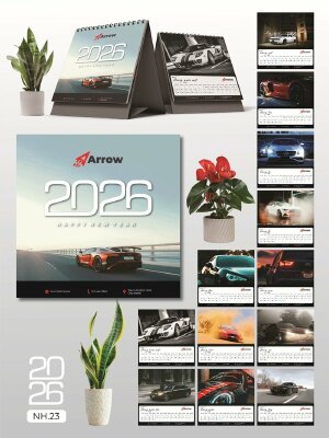 Đặt mua lịch để bàn chữ A thiết kế chủ đề Siêu Xe - Mã NH23 - INKTS2605