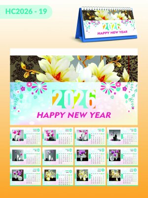 Dịch vụ in lịch Tết để bàn chữ A thiết kế chủ đề Hoa Mộc Lan Magnolia Flower - Mã HC2026-19 - INKTS2292