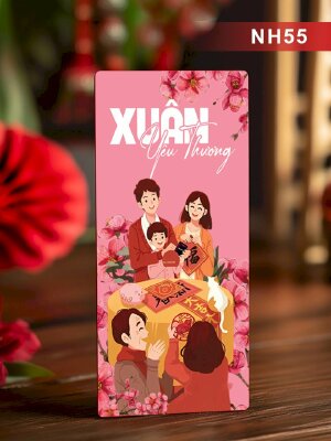 Giá in bao lì xì Tết màu hồng Xuân Yêu Thương Tết Sum Vầy - Mã NH55 - INKTS2591