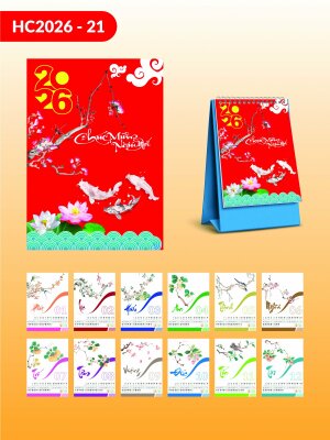 Giá thiết kế lịch để bàn chữ A chủ đề Thư Pháp - Mã HC2026-21 - INKTS2294