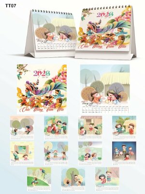 In ấn cuốn lịch để bàn thiết kế theo yêu cầu chủ đề Niềm Vui Trẻ Thơ - Mã TT07 - INKTS2188
