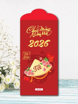 In bao lì xì đỏ trơn Tết Việt Hồng Đào Thịnh Vượng  - Mã HC072 - INKTS2569