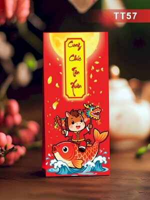 In bao lì xì giấy C150 Cung Chúc Tân Xuân Cá Chép - Mã TT57 - INKTS2674