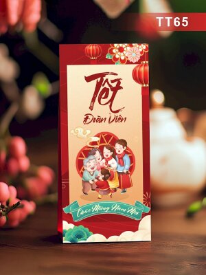 In bao lì xì màu đỏ 2026 Tết Đoàn Viên - Mã TT65 - INKTS2682