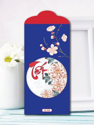 In bao lì xì màu xanh Blue Tết Đào Cúc - Mã HC038 - INKTS2434