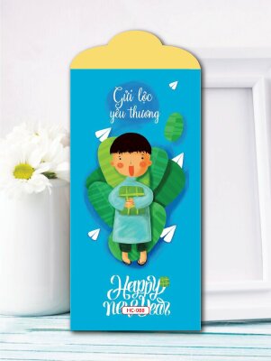 In bao lì xì màu xanh Gửi Lộc Yêu Thương - Mã HC088 - INKTS2585