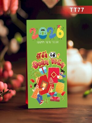 In bao lì xì màu xanh lá cây Tết Là Đoàn Viên - Mã TT77 - INKTS2694