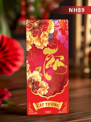 In bao lì xì Tết chữ Tâm nền hoa Mẫu Đơn - Mã NH89 - INKTS2703