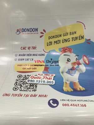 In decal lưới dán kính thông tin tuyển dụng nhân viên nhà hàng - INKTS1031