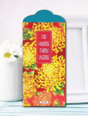In lì xì màu Hoa cúc vàng An Khang Thịnh Vượng - Mã HC036 - INKTS2432
