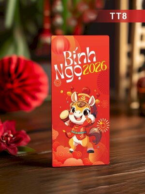 In lì xì Tết độc lạ chibi Bính Ngọ 2026 Happy New Year - Mã TT08 - INKTS2606