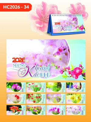 In lịch bàn chữ A Tết Bính Ngọ chủ đề Xuân Của Muôn Hoa - Mã HC2026-34 - INKTS2659
