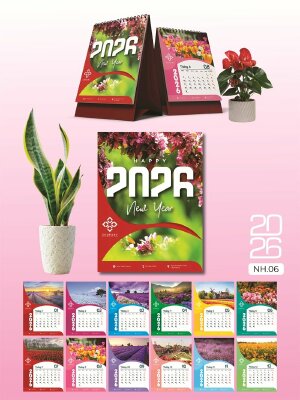 In lịch công ty, doanh nghiệp thiết kế chủ đề Xuân Về, Hoa Nở - Mã NH06 - INKTS2667