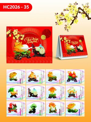 In lịch để bàn chữ A chủ đề Bính Ngọ Ngọc Tài Lộc Vật Phẩm Phong Thủy - Mã HC2026-35 - INKTS2660