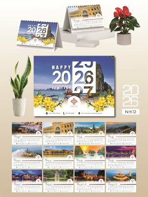 In lịch giá rẻ để bàn chữ A thiết kế chủ đề Tự hào Việt Nam - Mã NH12 - INKTS2673