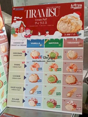 In menu Giáng Sinh cho tiệm bánh, menu Formex khổ A4 cầm tay - INKTS2239