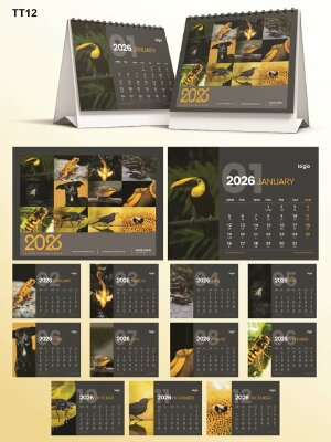Làm lịch để bàn tone Đen Vàng Black Yellow - Mã TT12 - INKTS2193