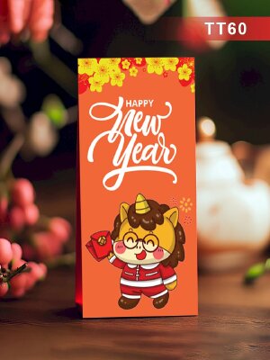 Làm phong bao lì xì màu cam Happy New Year Bính Ngọ - Mã TT60 - INKTS2677