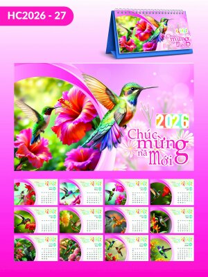 Lịch bàn 52 tuần để bàn chữ A thiết kế chủ đề Chim Gõ Kiến Mùa Xuân - Mã HC2026-27 - INKTS2300