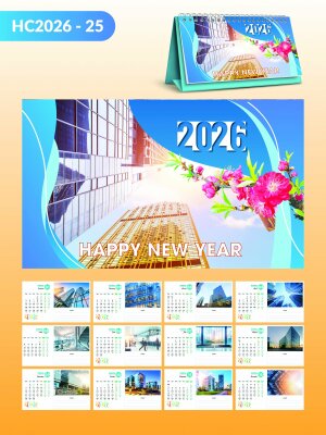 Lịch bàn có note thiết kế chủ đề Modern City Thành Phố Hiện Đại Building - Mã HC2026-25 - INKTS2298