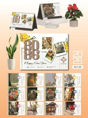 Lịch bàn Vạn Xuân để bàn chữ A thiết kế chủ đề Hà Nội 36 Phố Phường - Mã NH28 - INKTS2610