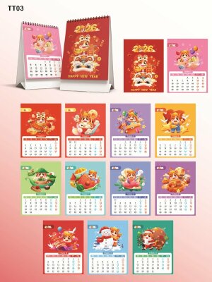 Lịch để bàn chữ A chủ đề Bính Ngọ cute - Mã TT03 - INKTS2184