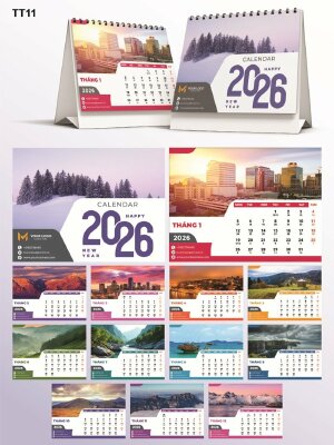 Lịch để bàn độc lạ thiết kế theo chủ đề Landscape - Mã TT11 - INKTS2192