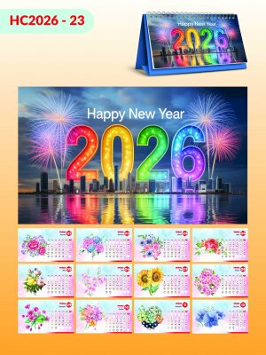 Lịch để bàn nhỏ chữ A thiết kế chủ đề Bó Hoa flower bouquet watercolor painting - Mã HC2026-23 - INKTS2296