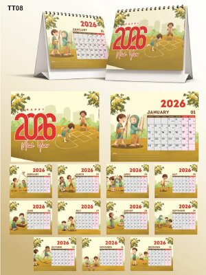 Lịch để bàn sáng tạo thiết kế chủ đề Trò Chơi Dân Gian Việt Nam - Mã TT08 - INKTS2189