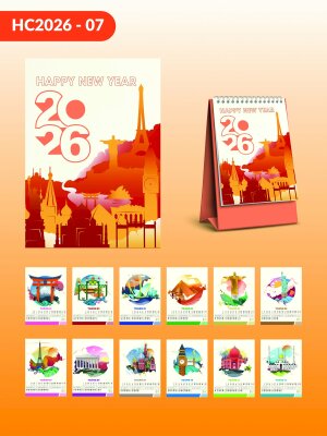 Lịch in hình theo yêu cầu thiết kế chủ đề Công Trình Kiến Trúc Nổi Tiếng Thế Giới - Mã HC2026-07 - INKTS2280