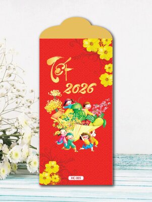 Mẫu bao lì xì vector truyền thống trẻ em vui ngày Xuân - Mã HC005 - INKTS2401
