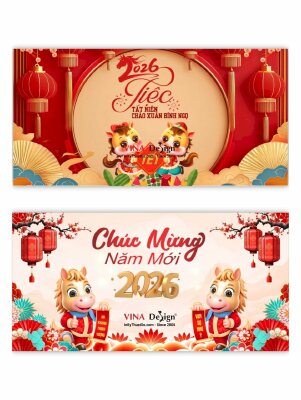 Nhận thiết kế background Tết Bính Ngọ 2026, thay tên công ty, doanh nghiệp - INKTS3677
