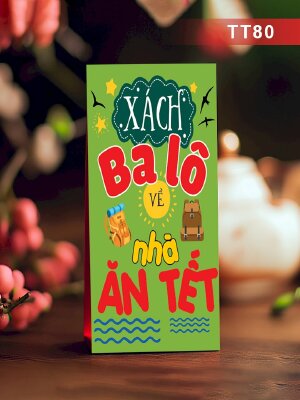 Thiết kế bao lì xì màu xanh lá cây Xách Ba Lô Về Nhà Ăn Tết - Mã TT80 - INKTS2697