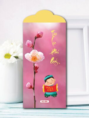 Thiết kế bao lì xì Xuân Vương Lộc màu hồng Tài Lộc Phú Quý - Mã HC084 - INKTS2581