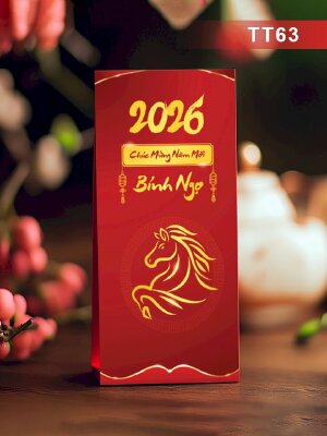 Thiết kế lì xì đơn giản 2026 Chúc Mừng Năm Mới Bính Ngọ - Mã TT63 - INKTS2680