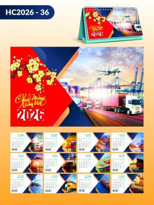 Thiết kế lịch để bàn chữ A chủ đề Xuất Nhập Khẩu Logistic - Mã HC2026-36 - INKTS2661
